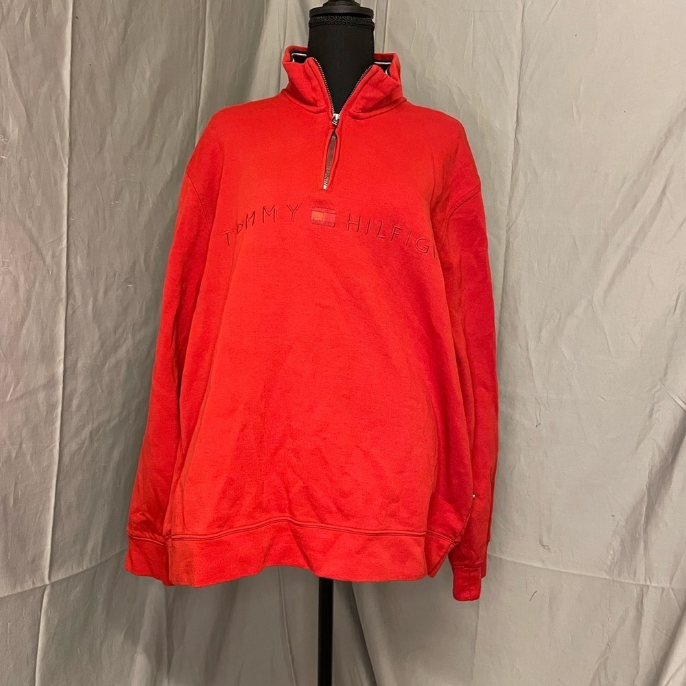 Tommy Hilfiger Vintage Red Half-Zip Pullover Sweatshirt